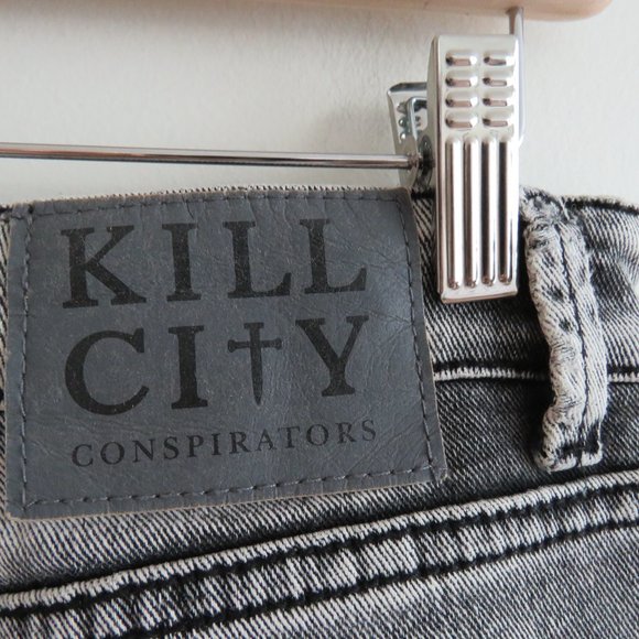 KILL CITY CONSPIRATORS Faded Black Low Rise Y2K Skinny Jeans - Size US 27 - Picture 13 of 15
